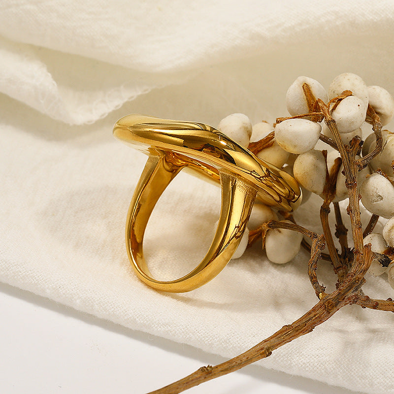 Wholesale French Irregular Titanium Steel 18k Gold Plated Ring